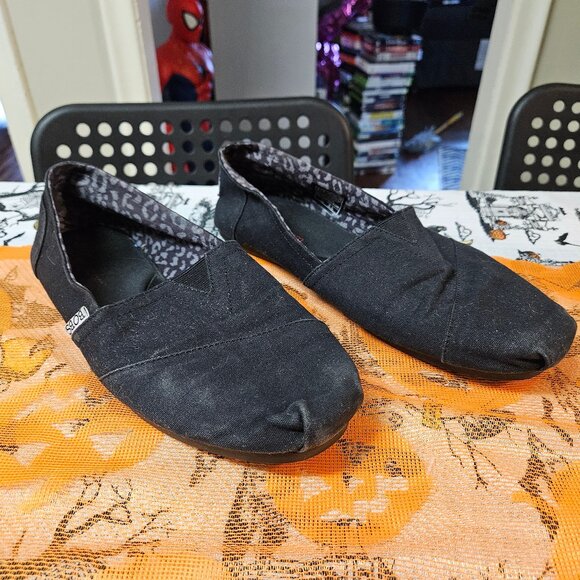 Bobs by Skechers Womens Slip On Shoes Size 9 Black Flats 33645 - Picture 1 of 13